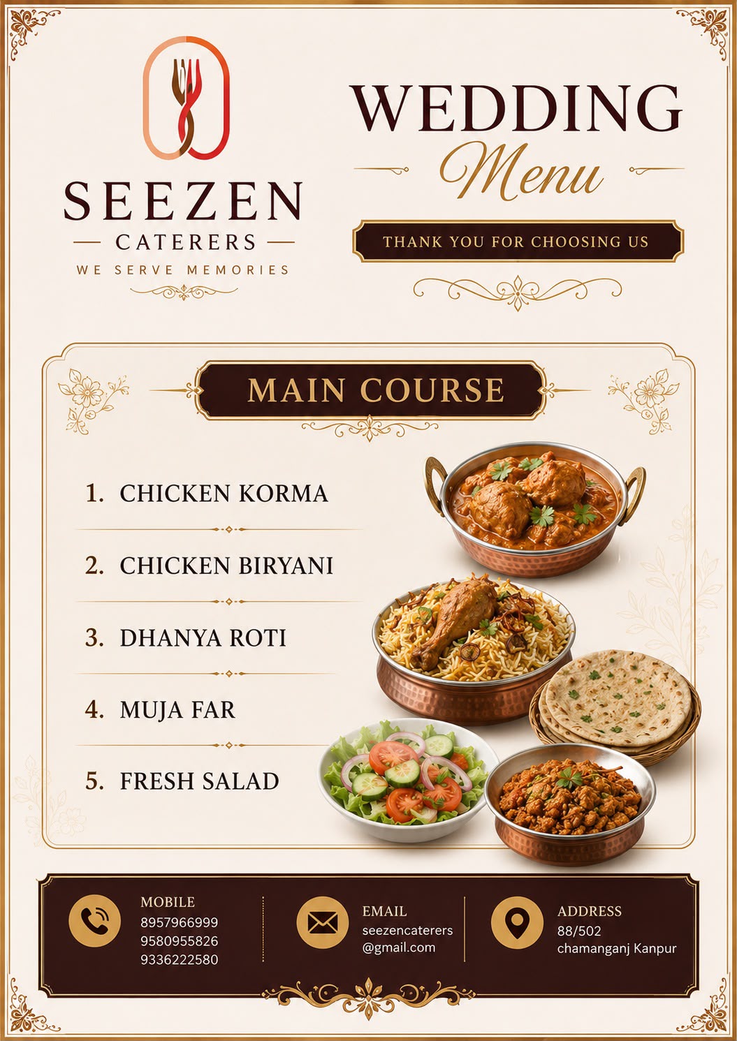 Classic Non-Veg menu card