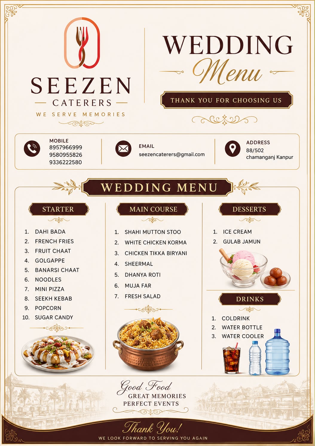 Royal Veg Spread menu card