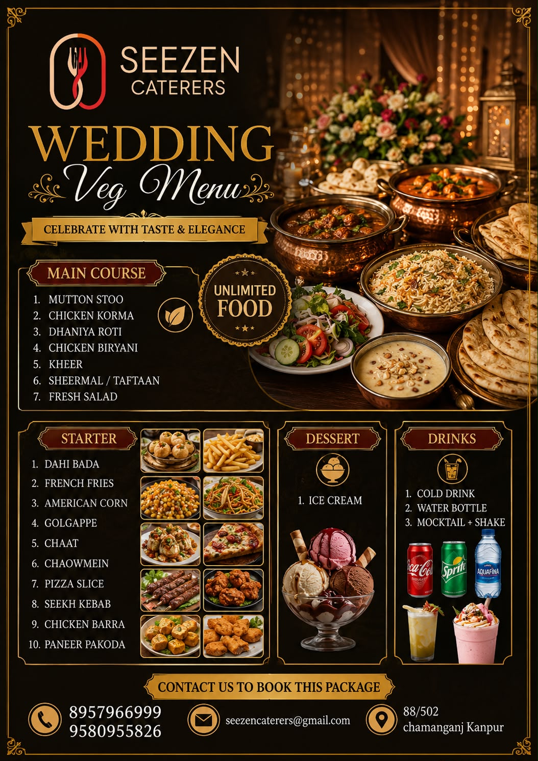 Wedding Gold Menu menu card
