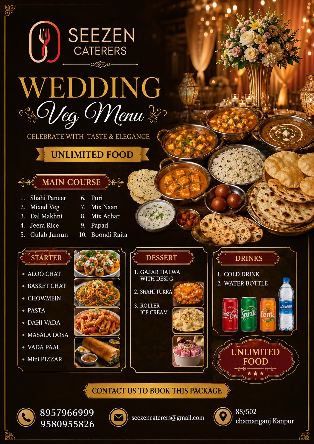 Main Course Card menu card